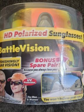 BattleVision Sunglasses As Seen on TV HD Polarized 2 Pairs, Eliminates Glare, Op